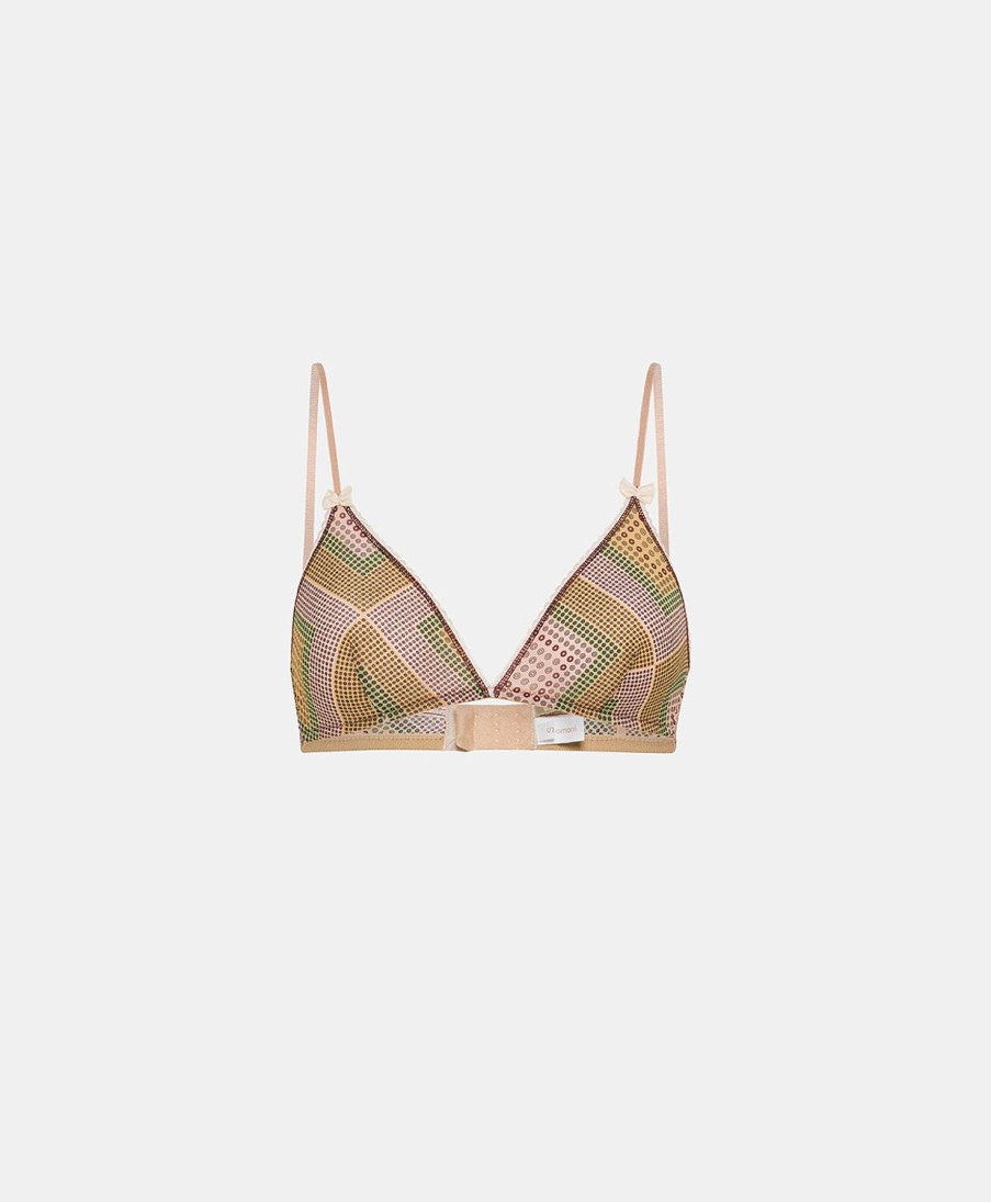 Underwear Momoni | Amethist Bra In Printed Nylon - Pink/Beige