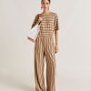 Clothing Momoni | Baccarat Pant In Striped Lurex Jersey - Rust Multicolour