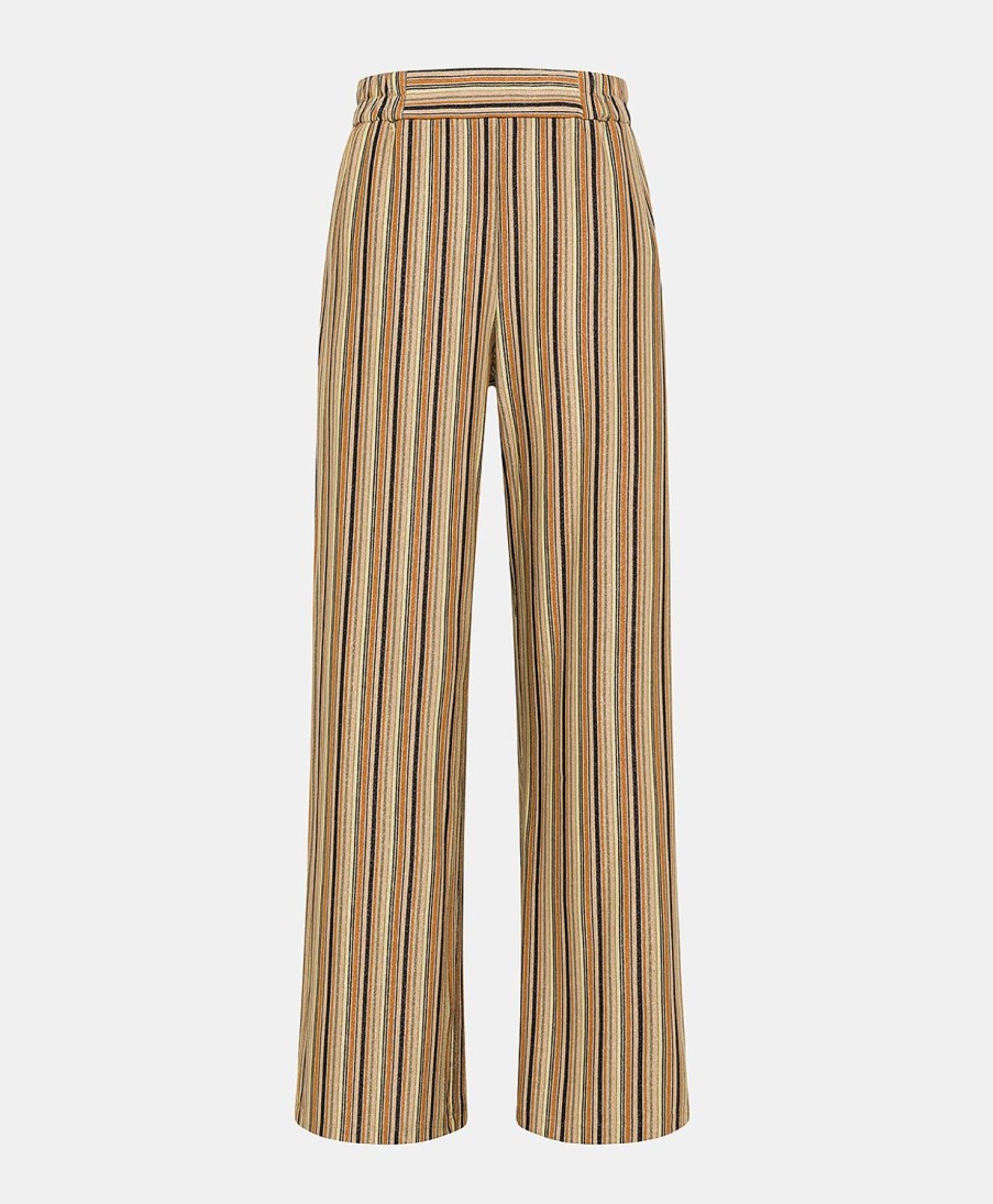 Clothing Momoni | Baccarat Pant In Striped Lurex Jersey - Rust Multicolour