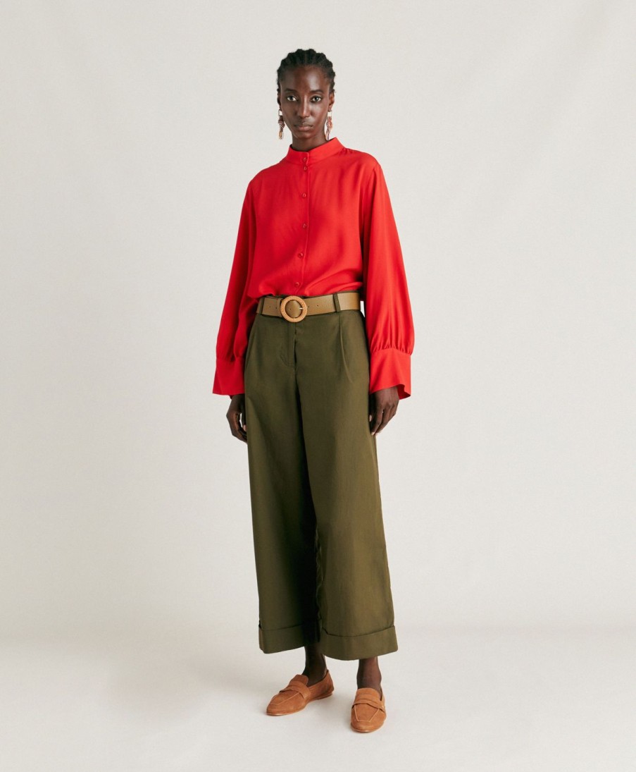 Clothing Momoni | Grecale Pant In Poplin - Army Green