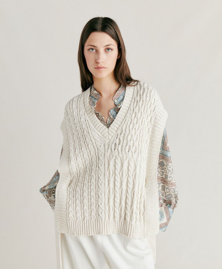 Clothing Momoni | Arene Knitwear With Mixed Stitches - Cream