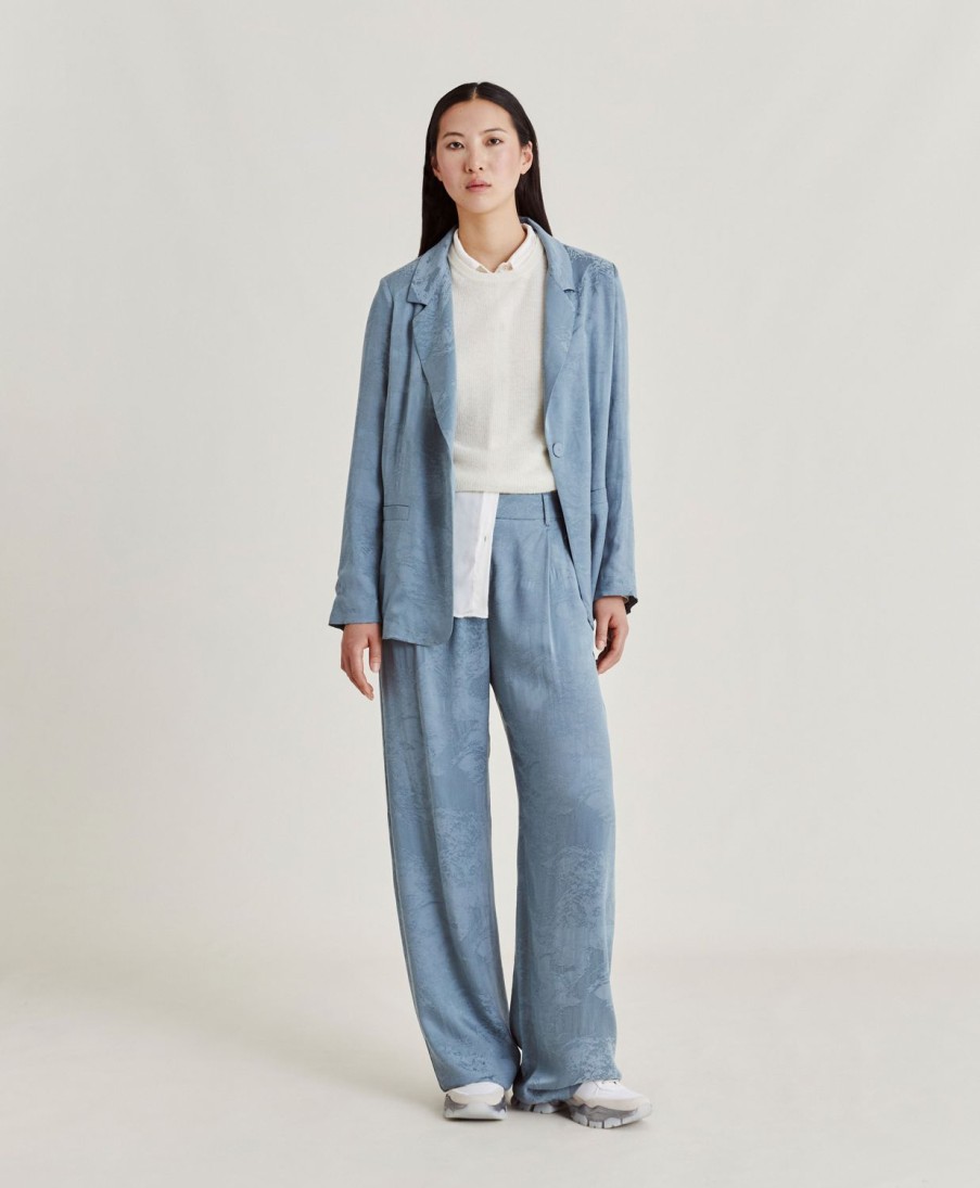 Clothing Momoni | Austin Pant In Silk Twill - Light Blue