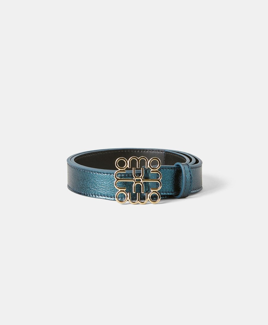 Shoes And Accessories Momoni | Bienvenu Belt In Leather - Teal