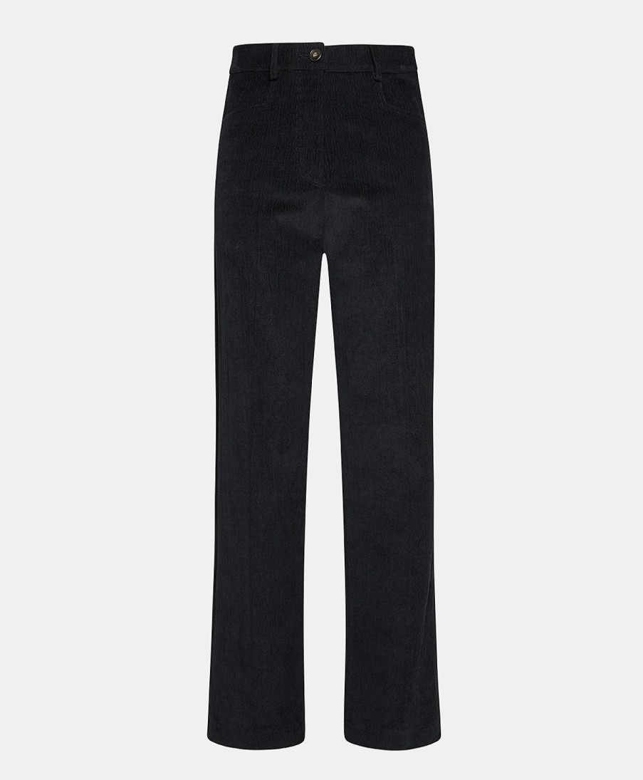 Clothing Momoni | Jacques Pant In Stretch Ribbed Co/Mo - Black