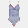 Underwear Momoni | Tore Body In Printed Nylon - Cornflower Blue/Fuchsia