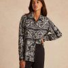 Clothing Momoni | Arles Shirt In Printed Silk Twill - Black/Optical White