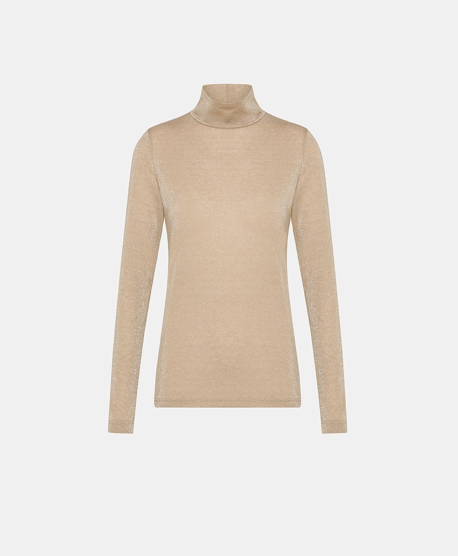 Clothing Momoni | Rodolphe Tshirt In Lurex Jersey - Beige