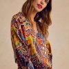 Clothing Momoni | Morgan Blouse In Printed Stretch Satin - Brown/Orange