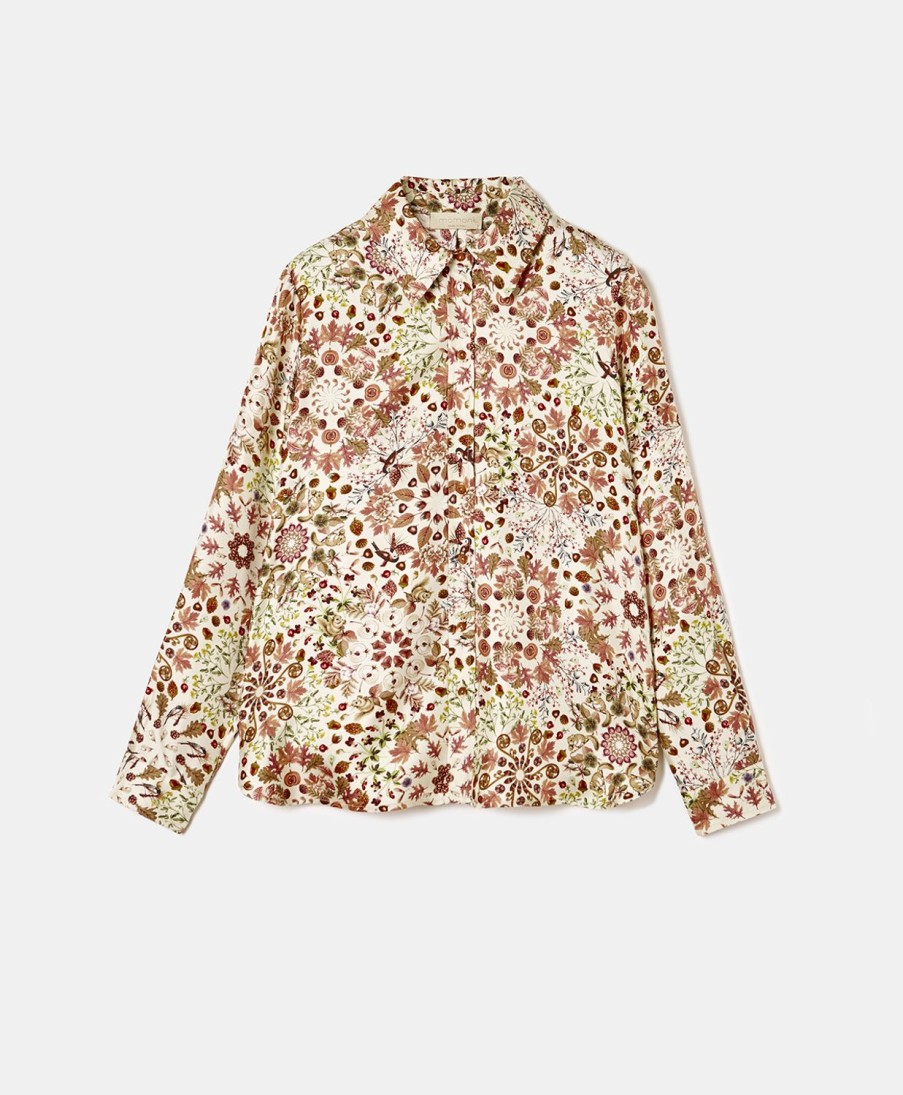 Clothing Momoni | Arles Shirt In Printed Silk Twill - Pink Multicolour