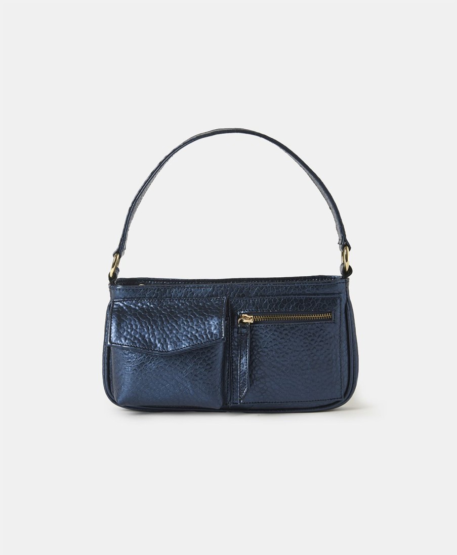 Shoes And Accessories Momoni | Ginepro Bag In Lame Leather - Blue