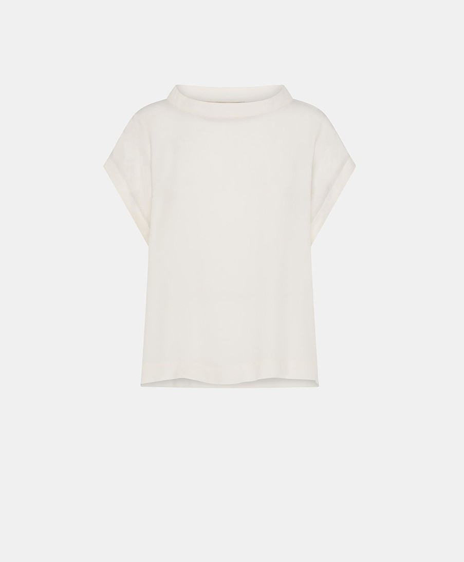 Clothing Momoni | Curacao Blouse In Plain Acetate Silk - Cream