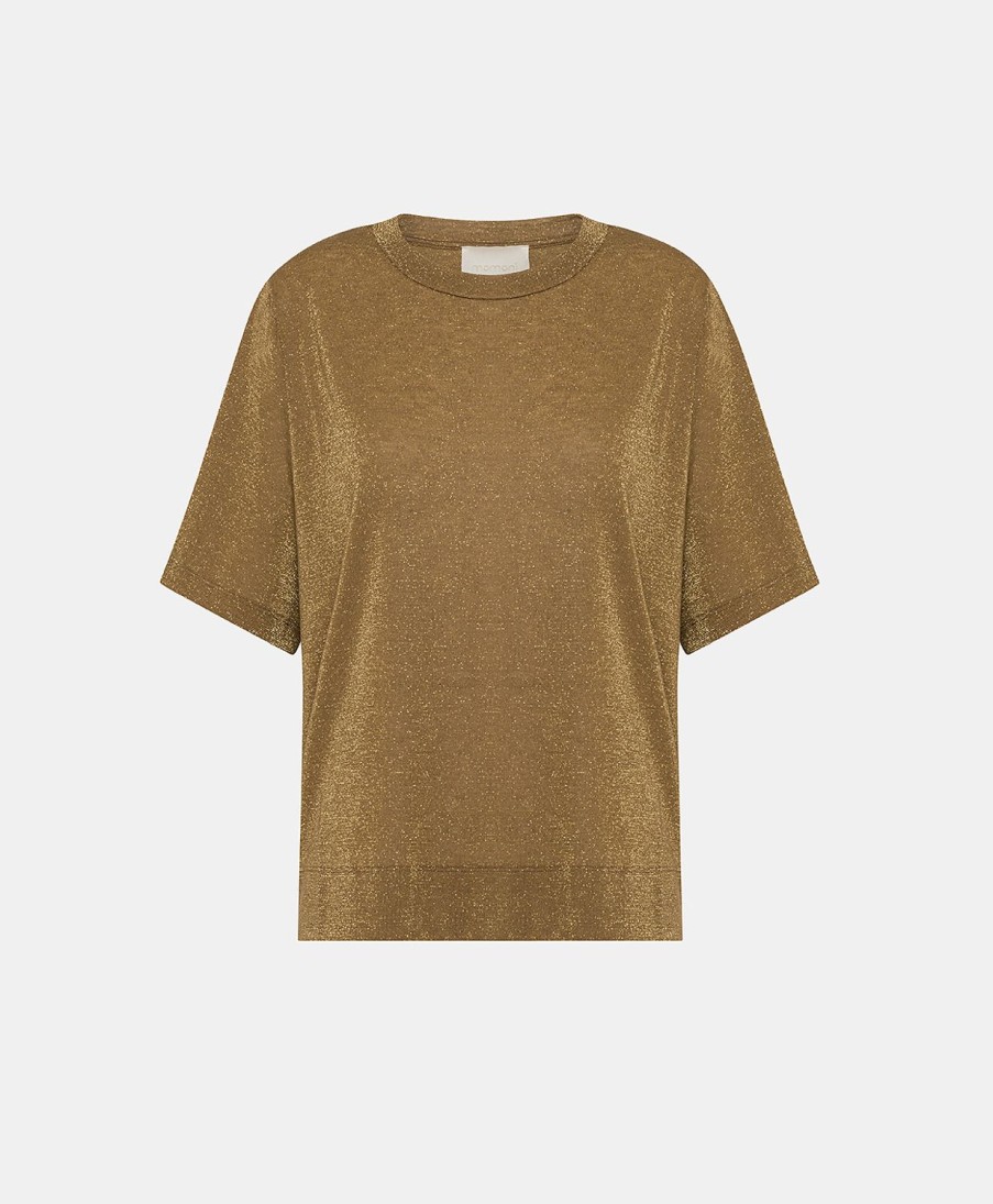 Clothing Momoni | Iora Tshirt In Lurex Jersey - Cigar Brown