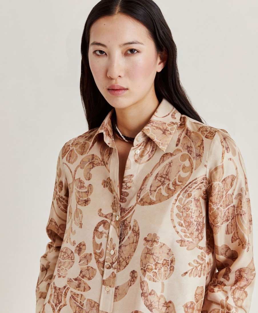 Clothing Momoni | Arles Shirt In Silk Twill - Dusty Pink/Multicolour