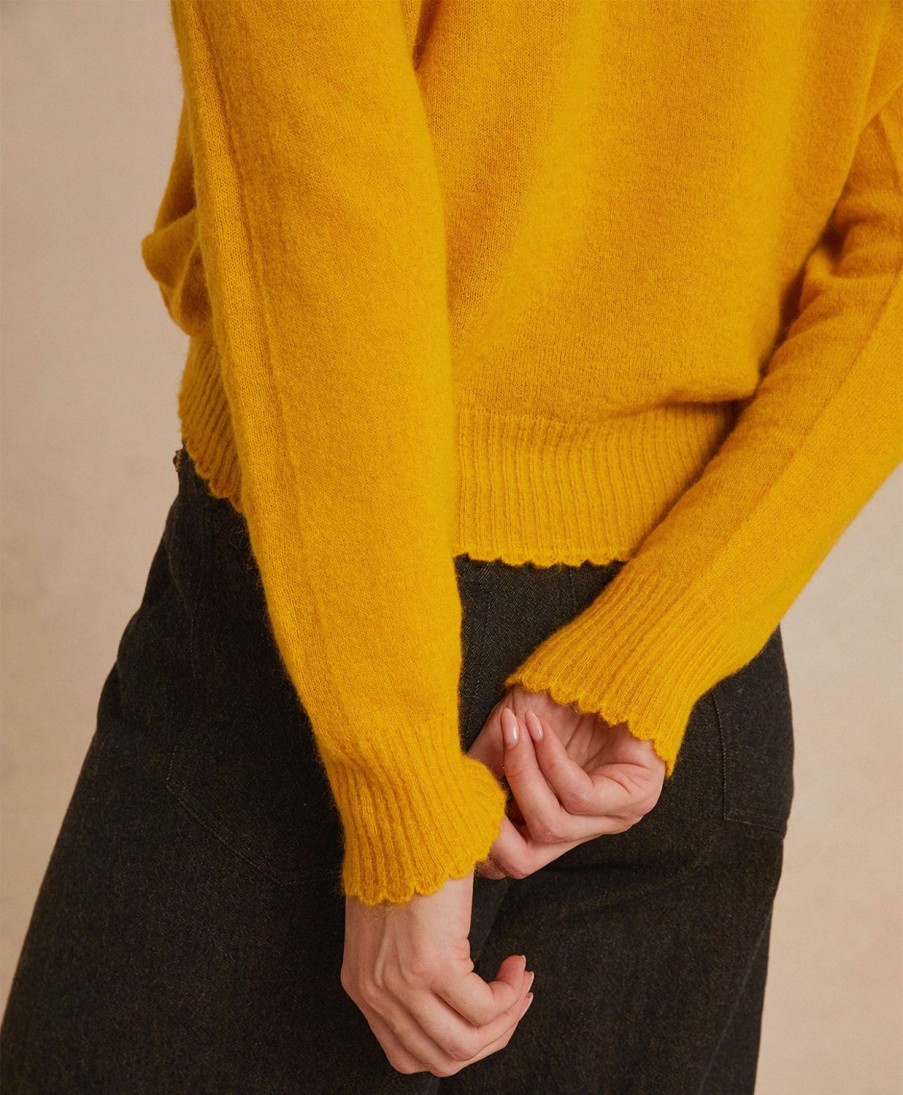 Clothing Momoni | Visone Knitwear In Soft Stretch Mohair - Mustard