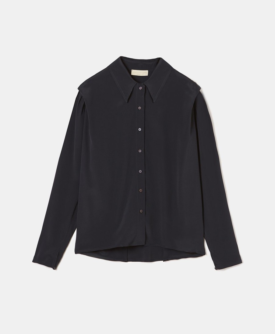 Clothing Momoni | Cassia Shirt In Crepe/Silk Blend - Black