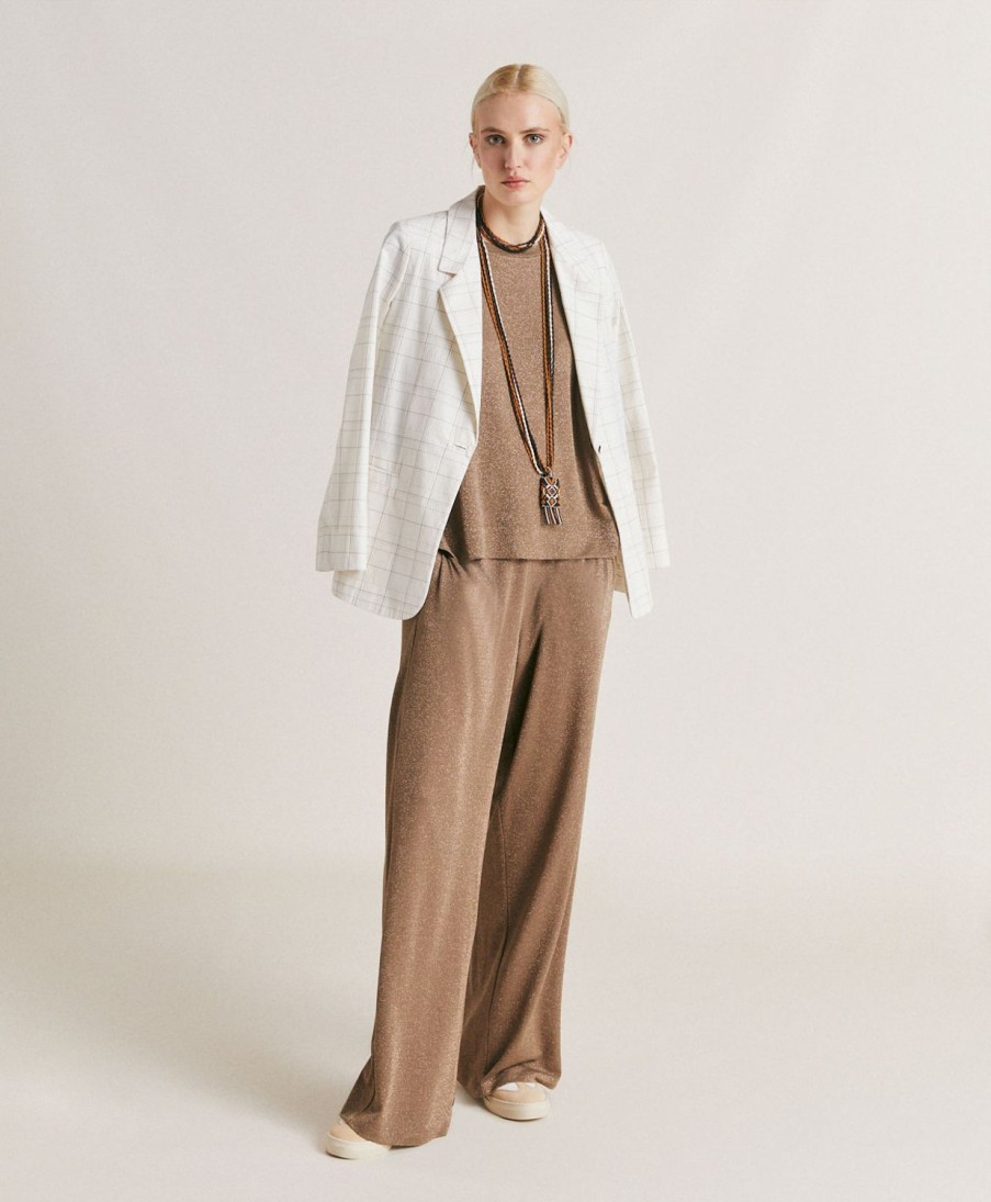 Clothing Momoni | Baccarat Pant In Lurex Jersey - Mud