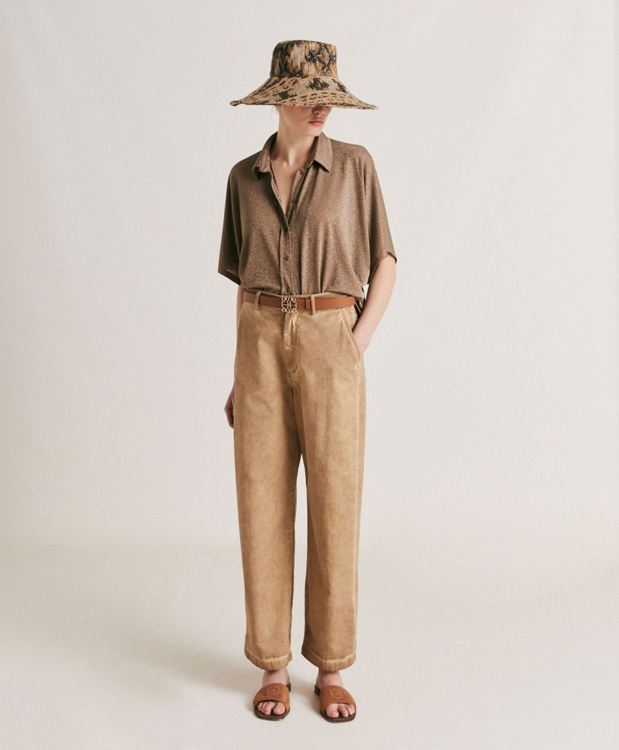 Clothing Momoni | Brooklyn Shirt In Lurex Jersey - Mud