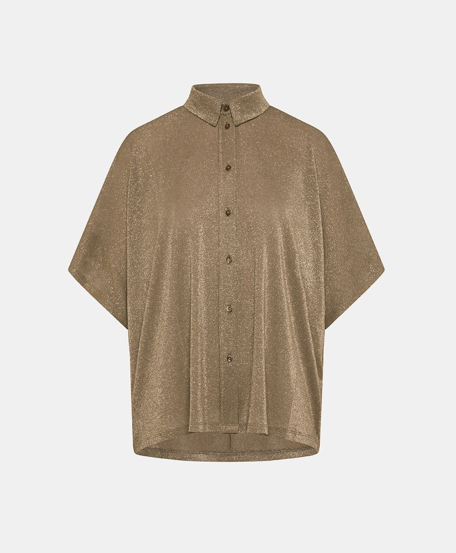 Clothing Momoni | Brooklyn Shirt In Lurex Jersey - Mud