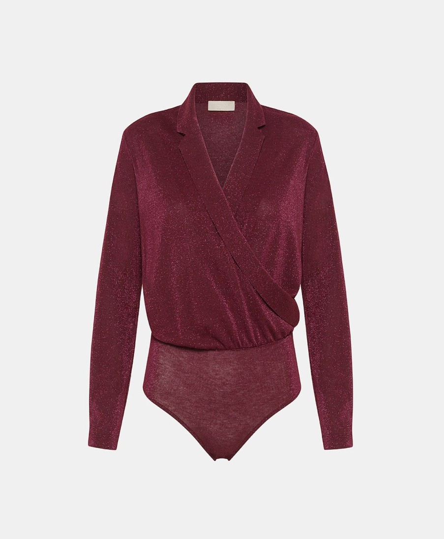 Underwear Momoni | Fridolin Body In Lurex Jersey - Wine Red