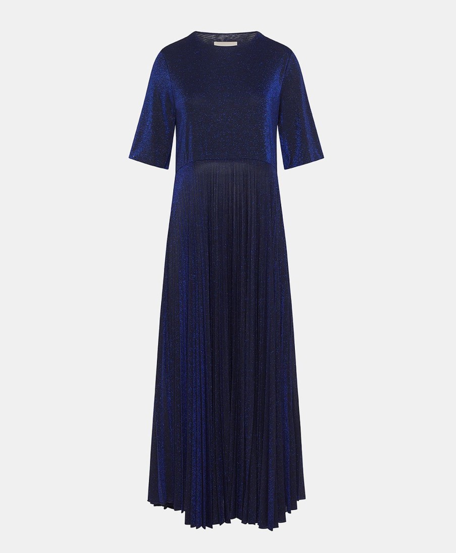 Clothing Momoni | Amalia Dress In Lurex Jersey - Blue