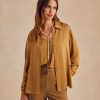 Clothing Momoni | Arles Bis Shirt In Solid Colour Satin Crepe - Gold