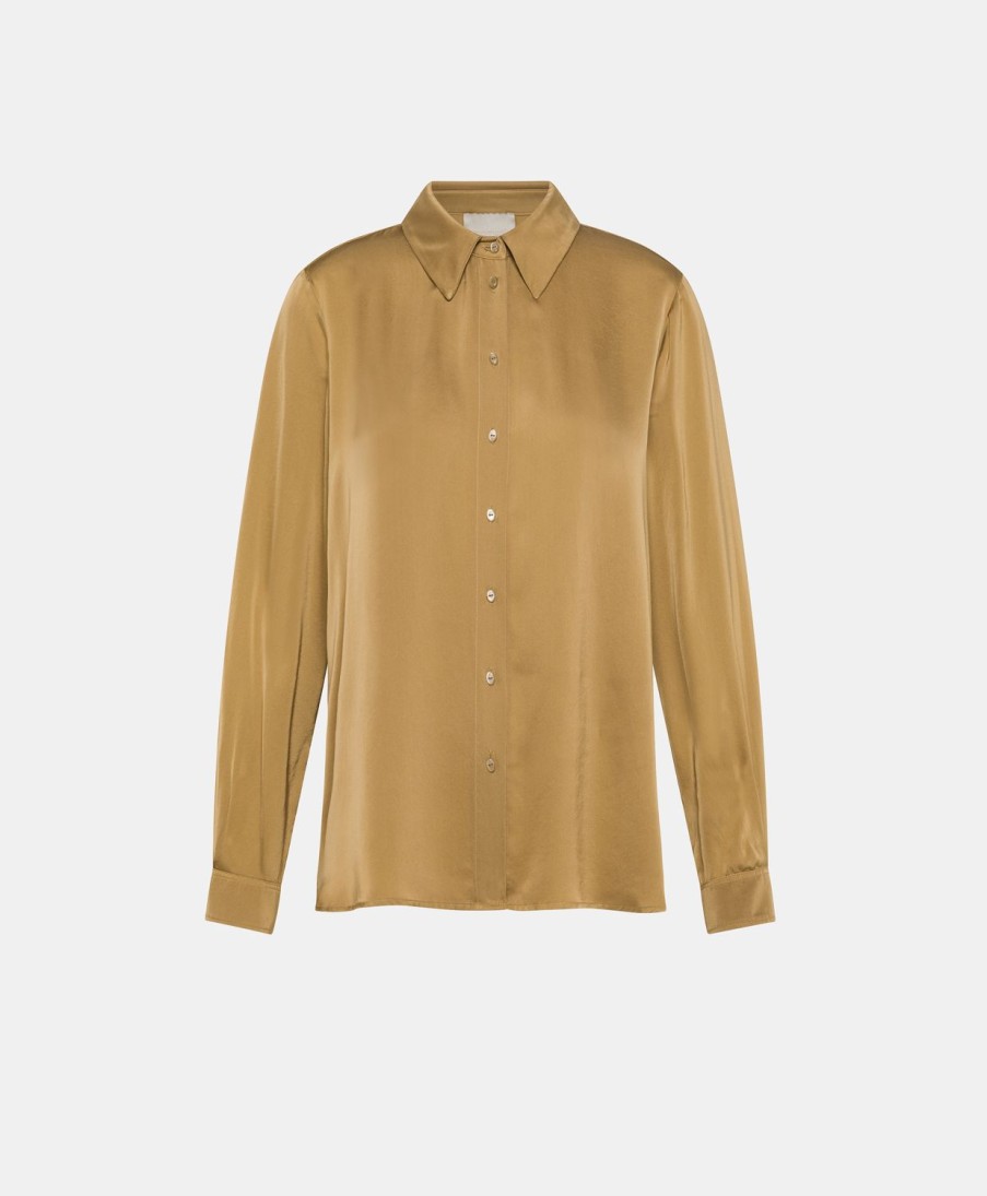 Clothing Momoni | Arles Bis Shirt In Solid Colour Satin Crepe - Gold