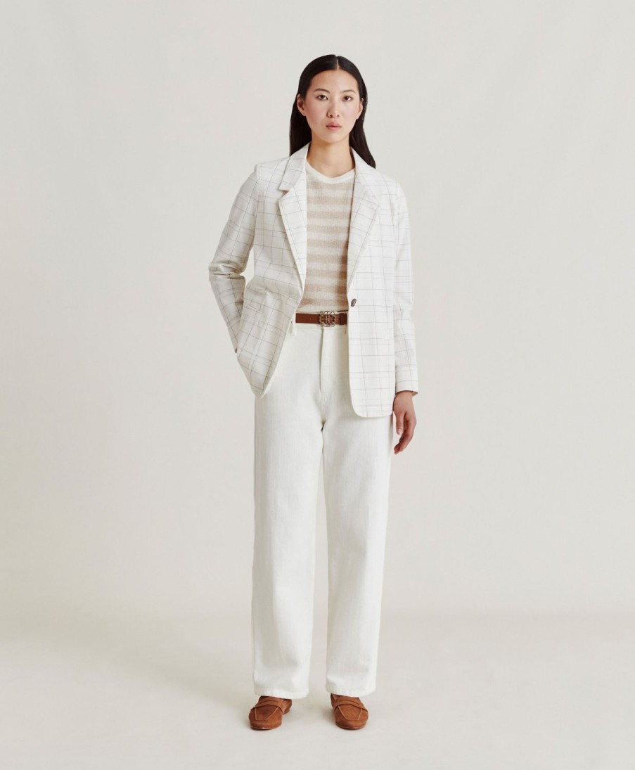 Clothing Momoni | Fucsia Bis Pant In Denim - Cream