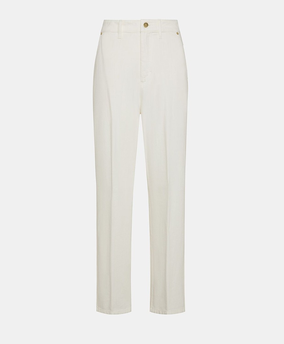 Clothing Momoni | Fucsia Bis Pant In Denim - Cream