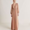 Clothing Momoni | Artemisia Dress In Solid Colour Acetate Silk - Nude