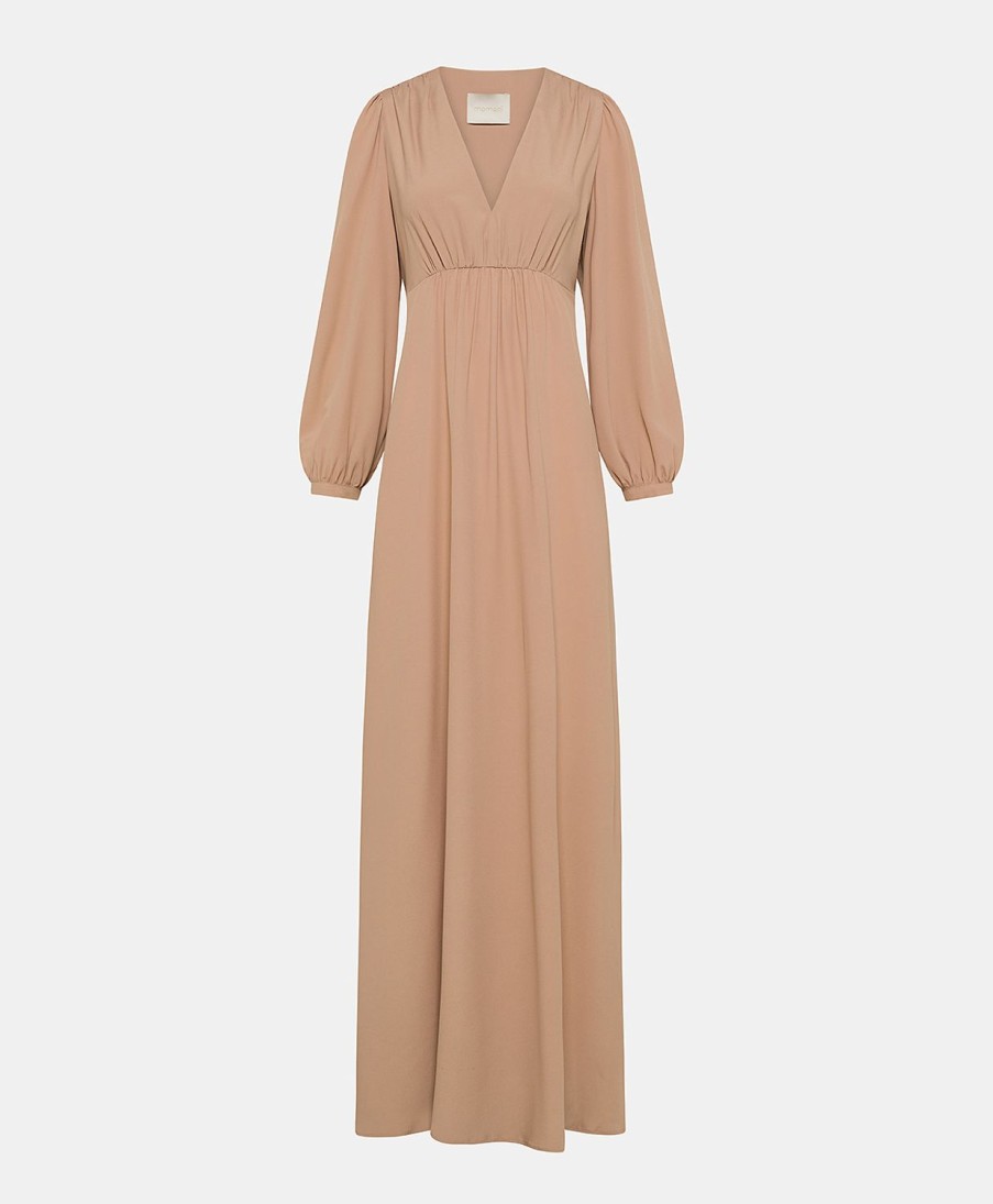 Clothing Momoni | Artemisia Dress In Solid Colour Acetate Silk - Nude