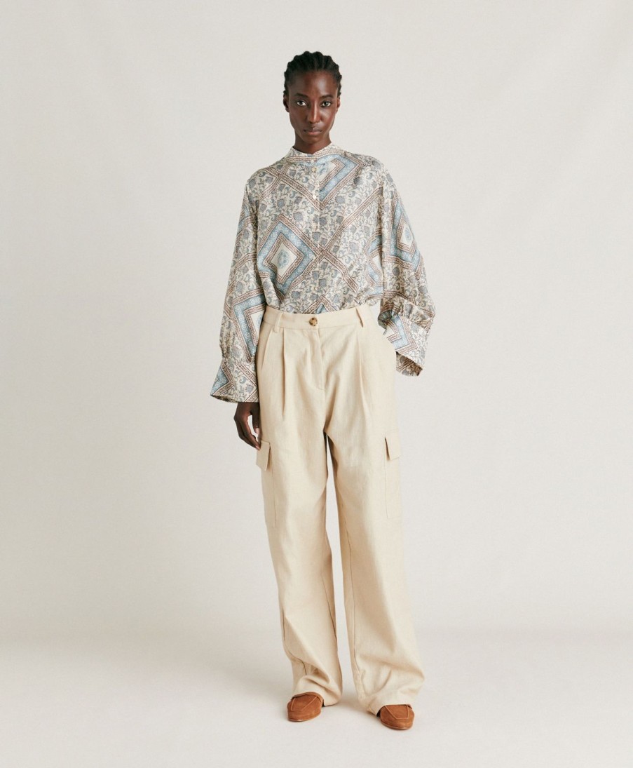 Clothing Momoni | Pedro Pant In Light Denim - Cream