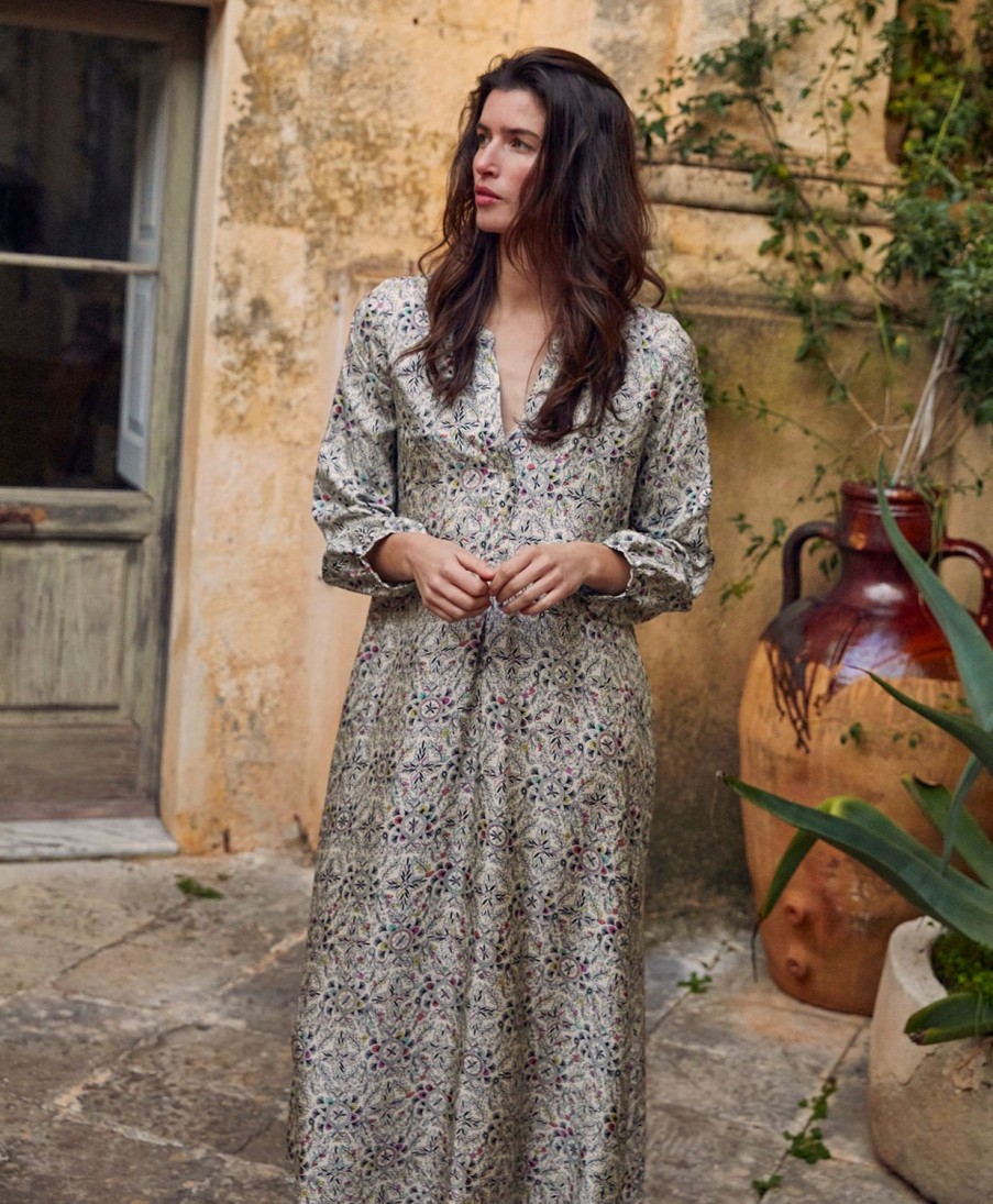 Clothing Momoni | Amede Dress In Printed Silk Twill - Multicolor