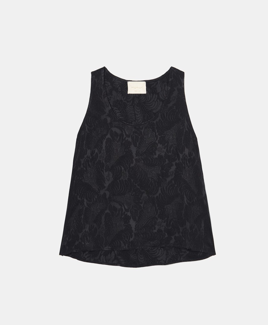 Clothing Momoni | Remy Top In Jacquard Cupro - Black