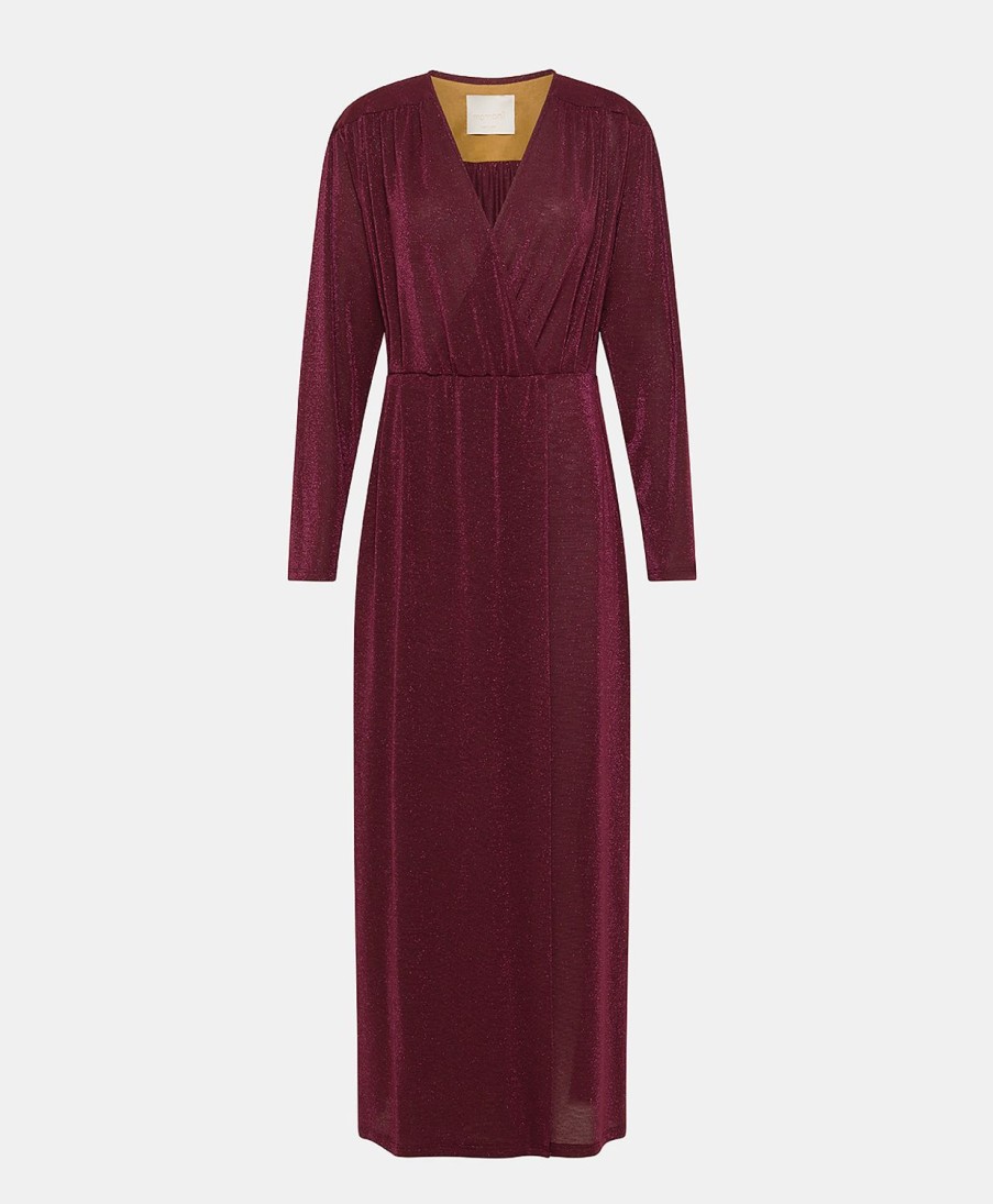 Clothing Momoni | Flavie Dress In Lurex Jersey - Wine Red