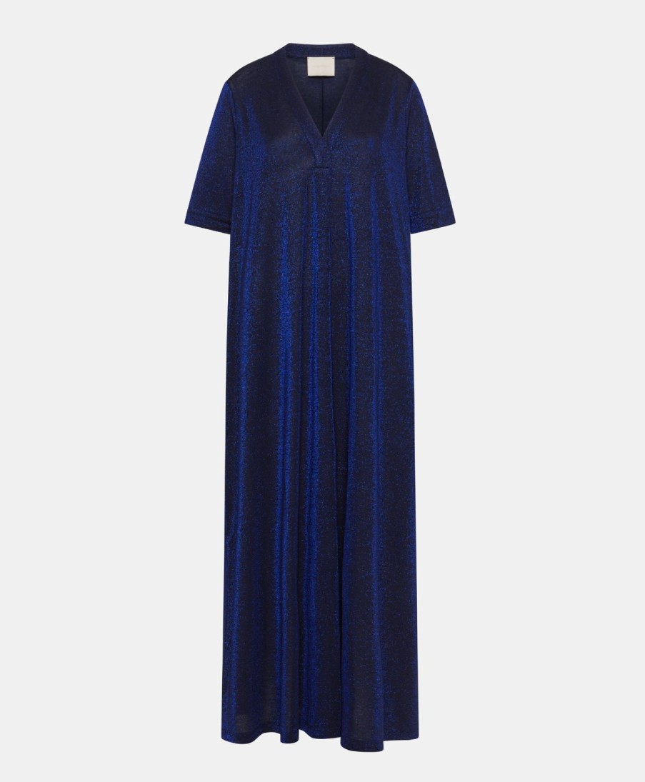 Clothing Momoni | Altamura Dress In Lurex Jersey - Blue