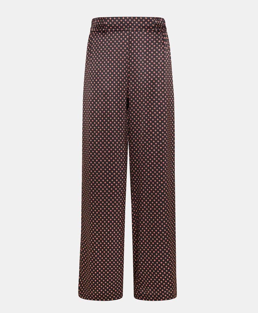 Clothing Momoni | Baccarat Pant In Printed Stretch Satin - Black/Red