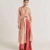 Clothing Momoni | California Dress In Haboutai Silk - Cream/Coral