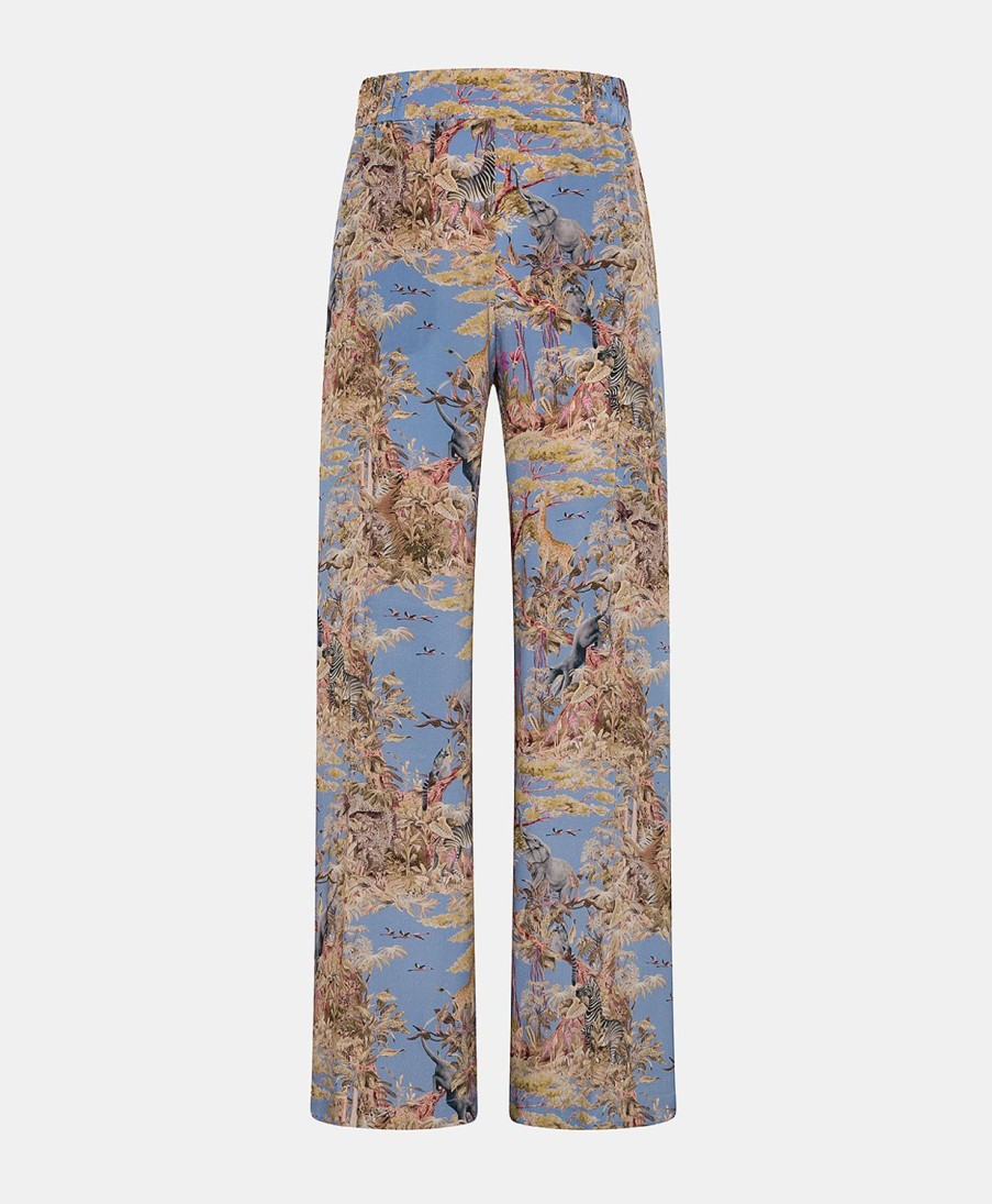 Clothing Momoni | Baccarat Pant In Crepe De Chine - Cerulean Blue/Multicolour