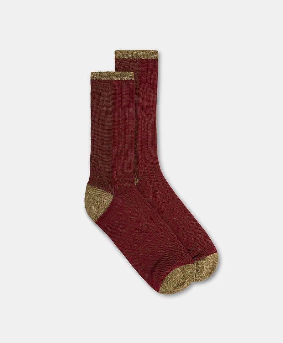 Shoes And Accessories Momoni | Flamenco Socks Vanise Ribbed Socks - Bordeaux