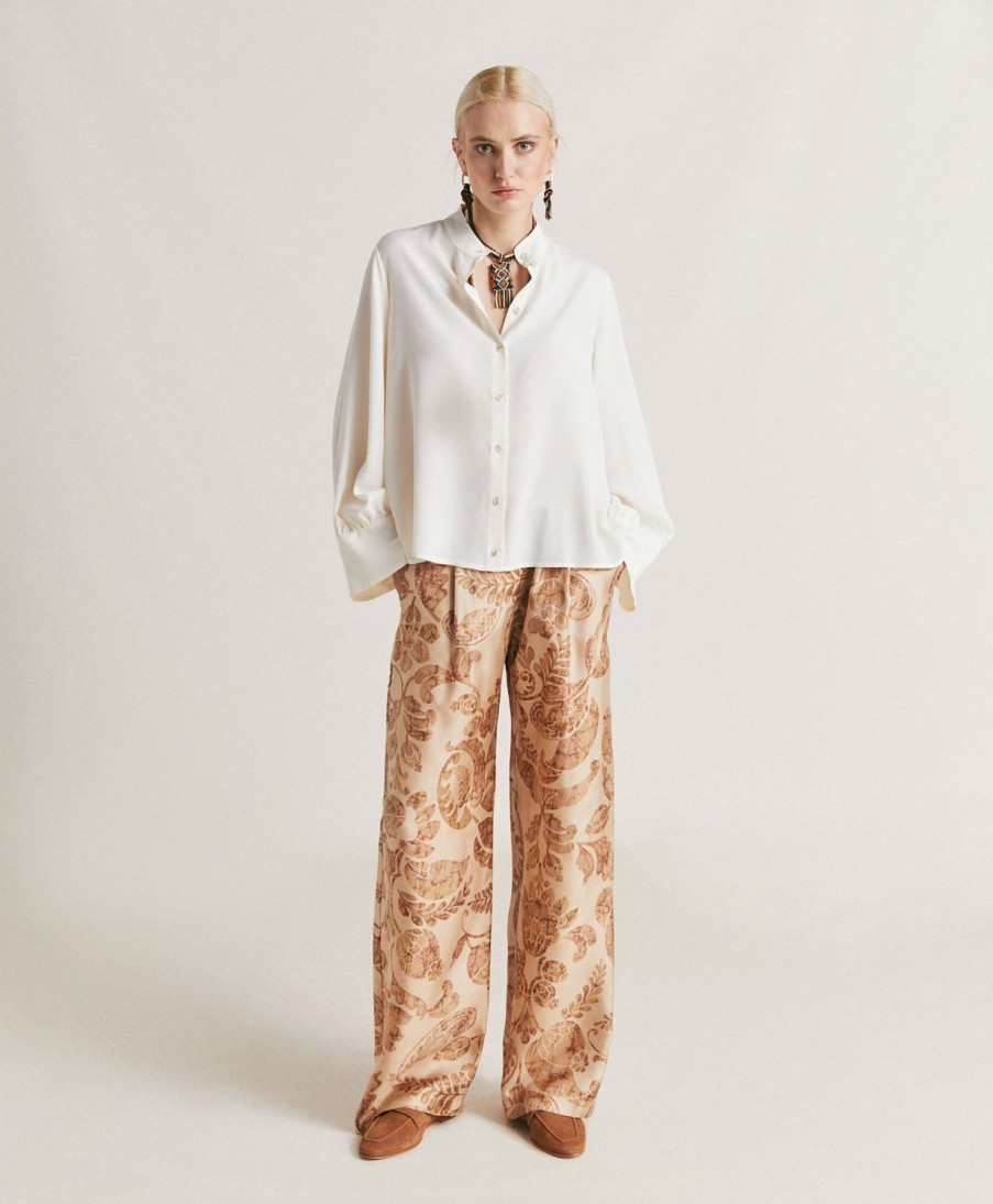 Clothing Momoni | Franklin Shirt In Plain Acetate Silk - Cream