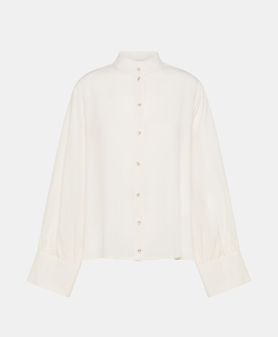 Clothing Momoni | Franklin Shirt In Plain Acetate Silk - Cream