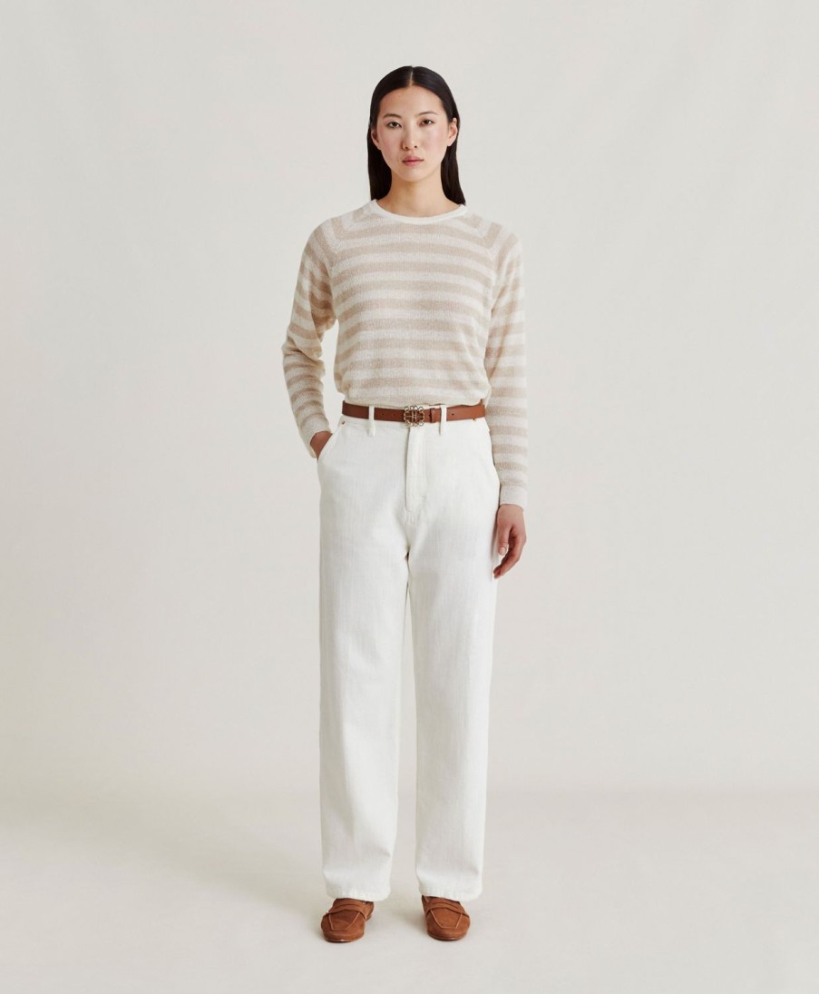 Clothing Momoni | Marmotta Knitwear Striped Lurex Ribbed - Cream