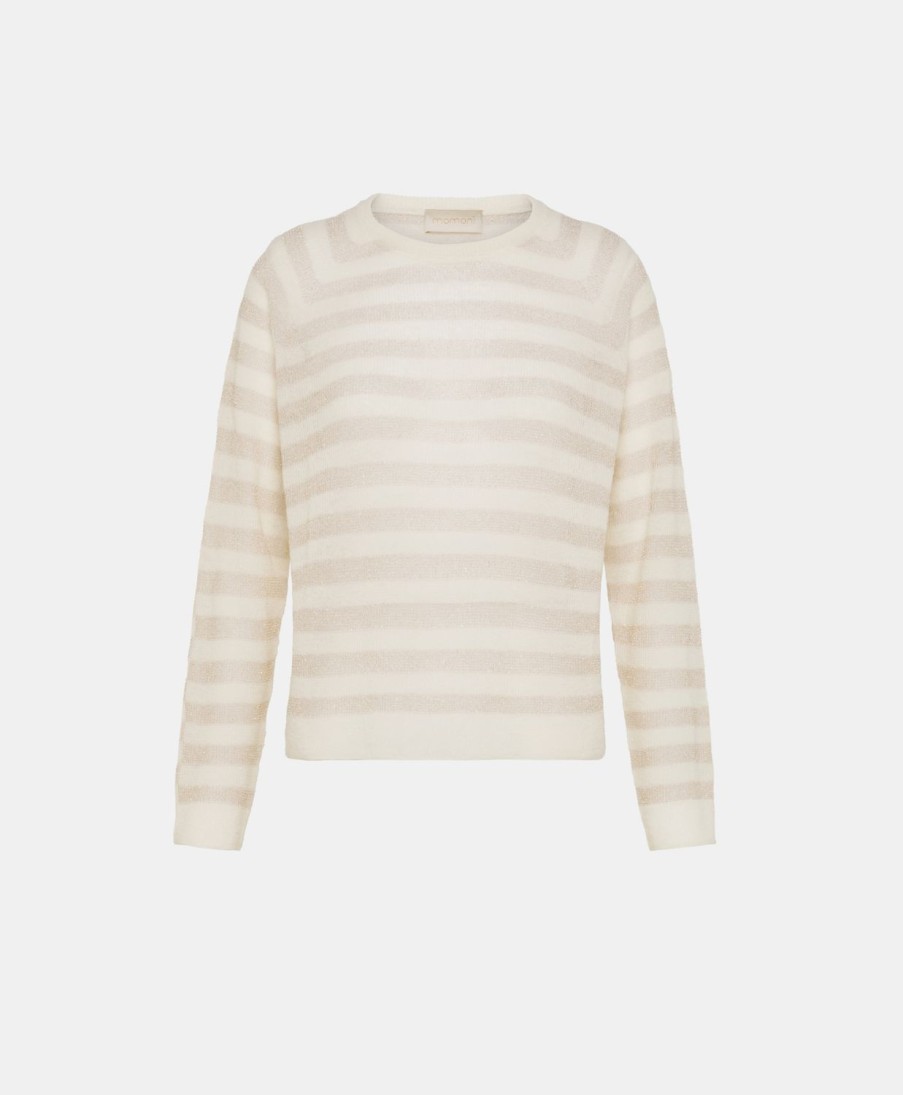 Clothing Momoni | Marmotta Knitwear Striped Lurex Ribbed - Cream