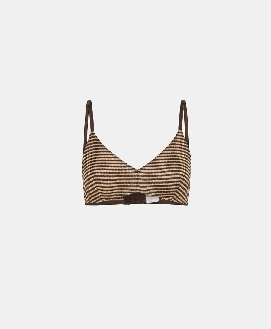 Underwear Momoni | Lucas Bra In Lurex Rib Stripe - Dark/Gold