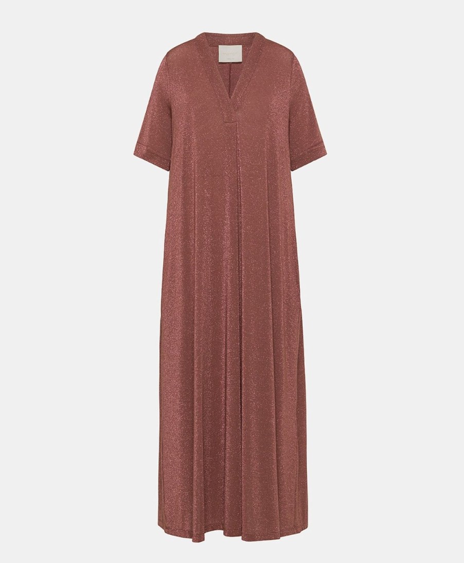 Clothing Momoni | Altamura Dress In Lurex Jersey - Earth Brown