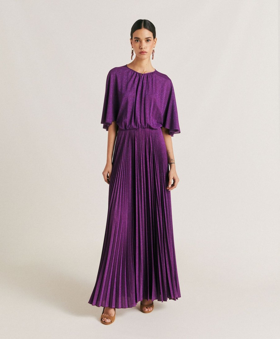 Clothing Momoni | Paradisu Dress In Lurex Jersey - Cyclamen