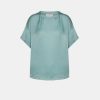 Clothing Momoni | Alonso Blouse In Plain Silk - Cerulean