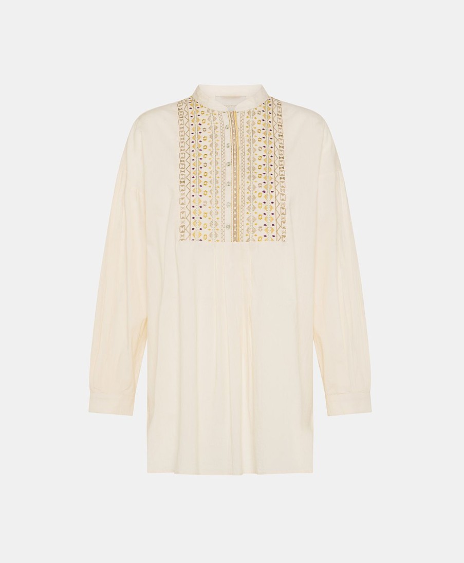 Clothing Momoni | Raphael Blouse With Embroidered Cotton Voile - Cream