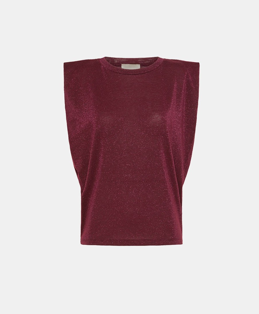 Clothing Momoni | Enna Top In Lurex Jersey - Wine Red