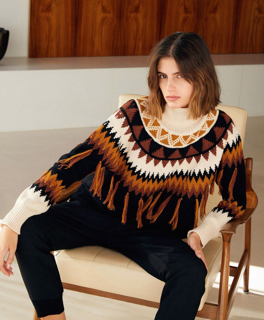 Clothing Momoni | Artico Jacquard Sweater - Black Multicolour